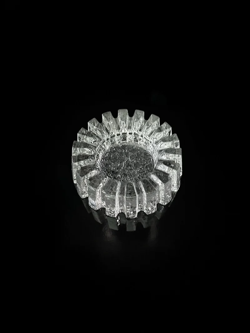 1970s Crystal Glass Brutalist Ashtray