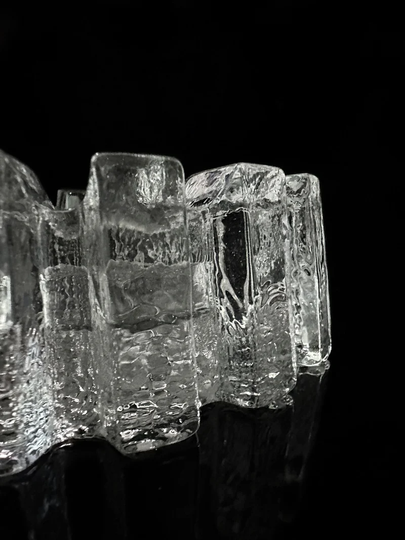 1970s Crystal Glass Brutalist Ashtray