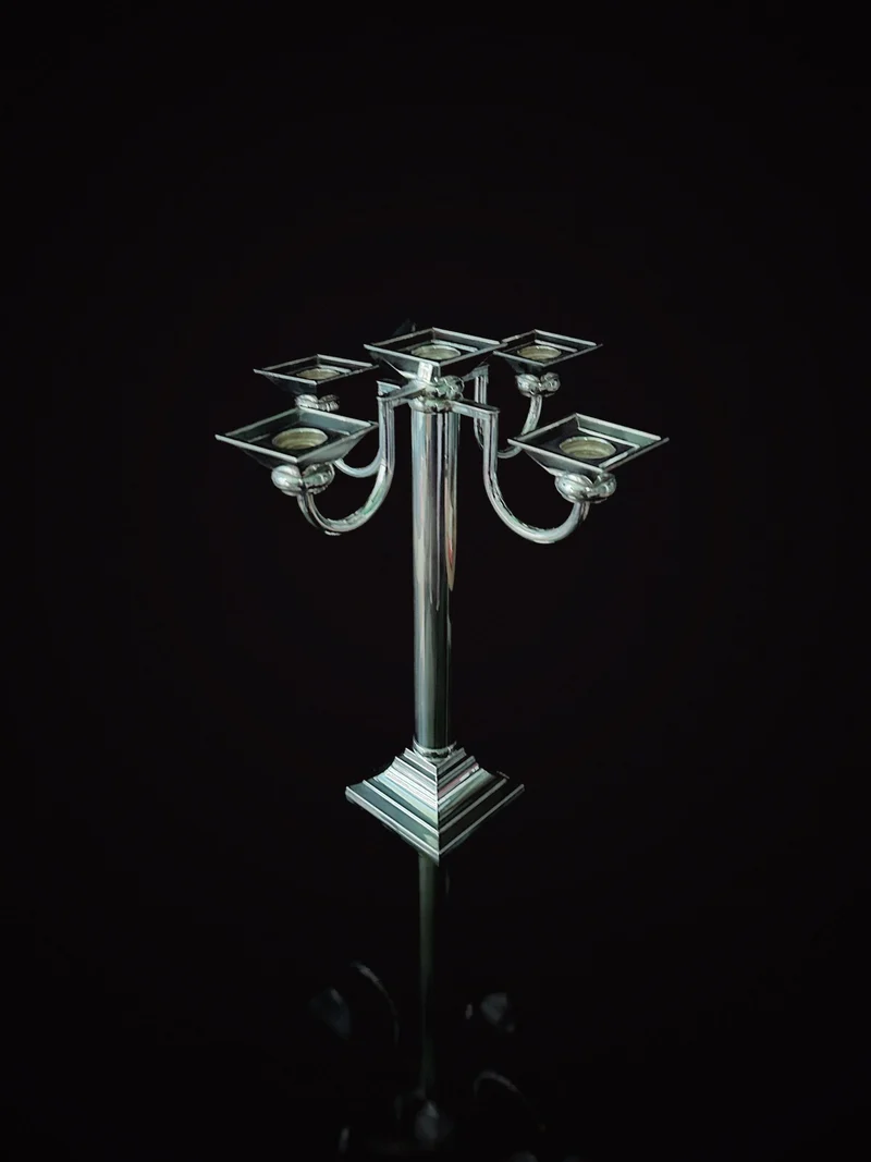 Silver Plated Art Deco Candelholder 80s