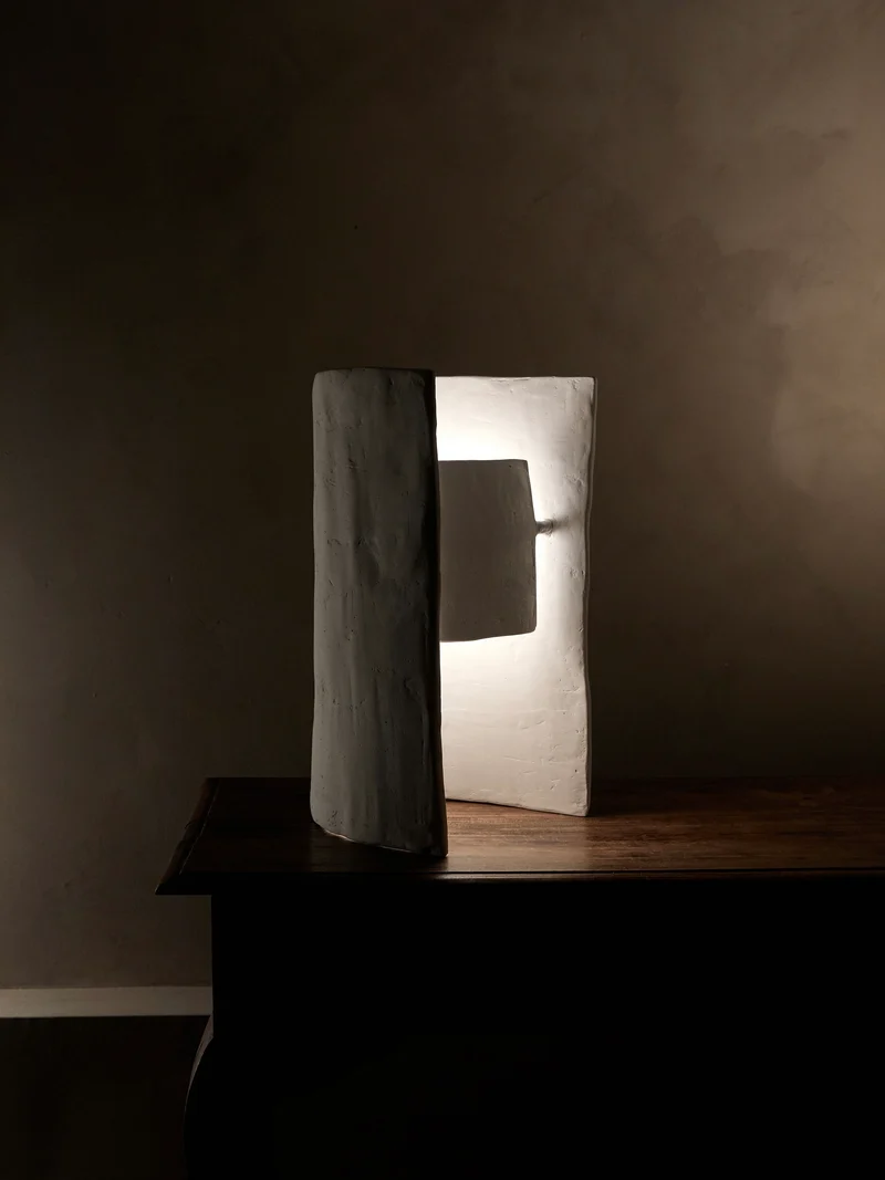 Crescent Plaster Table Lamp
