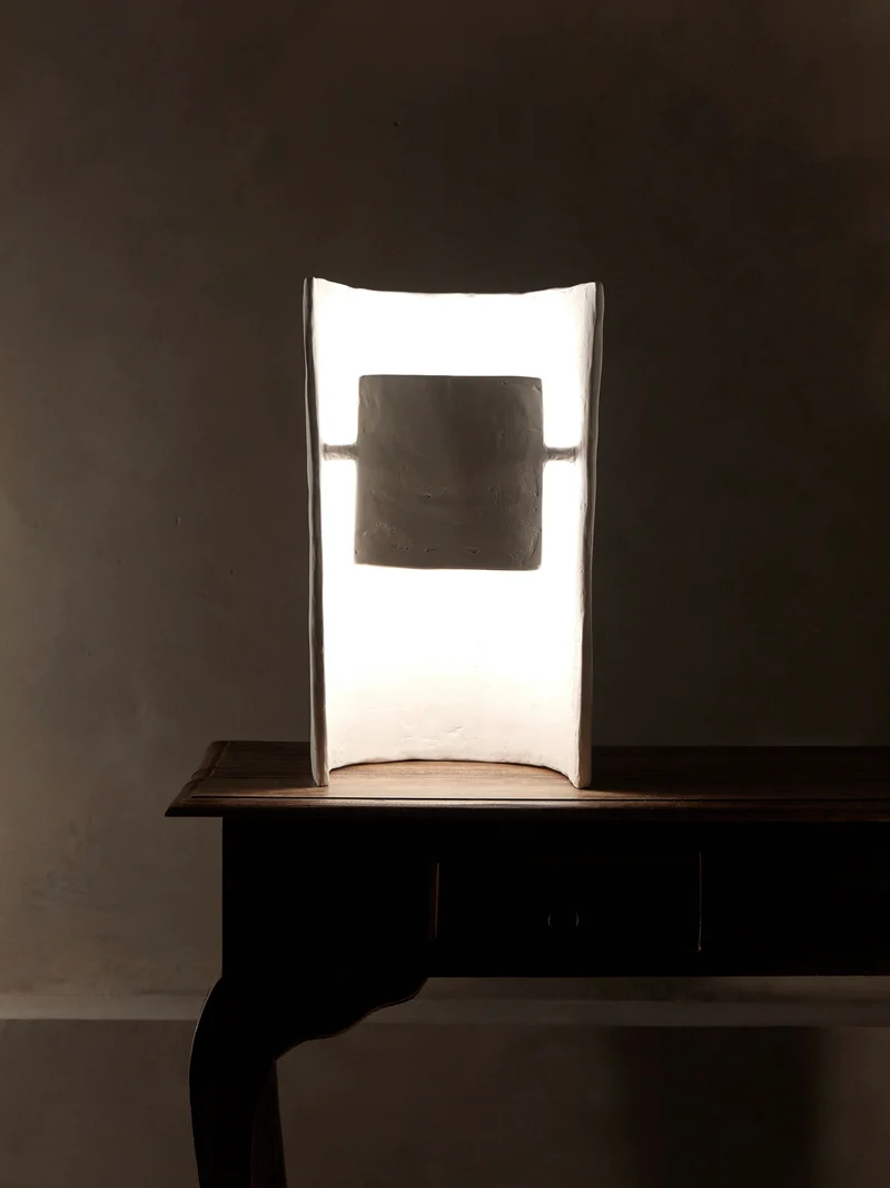 Crescent Plaster Table Lamp