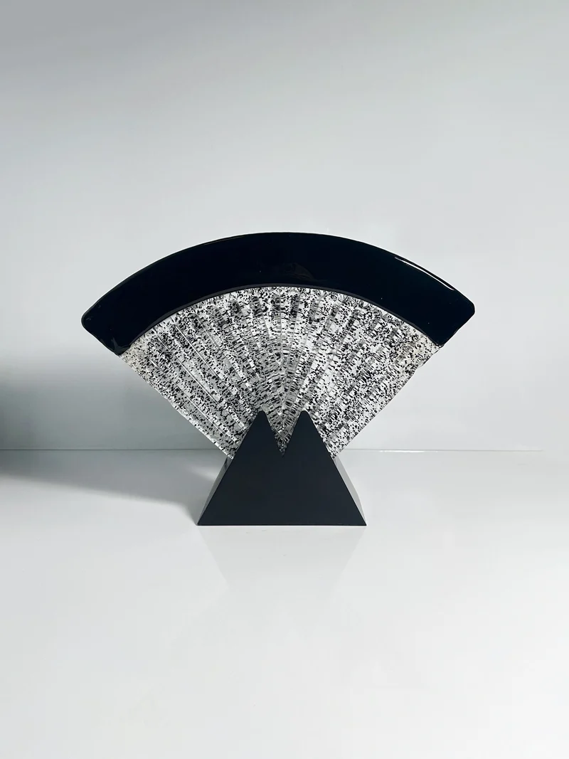 Vintage Large Murano glass fan Table Lamp - 1980s Art Deco