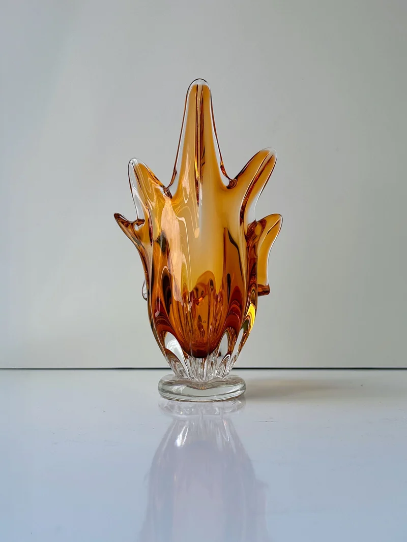 Orange/amber Coloured Murano Shell Bowl