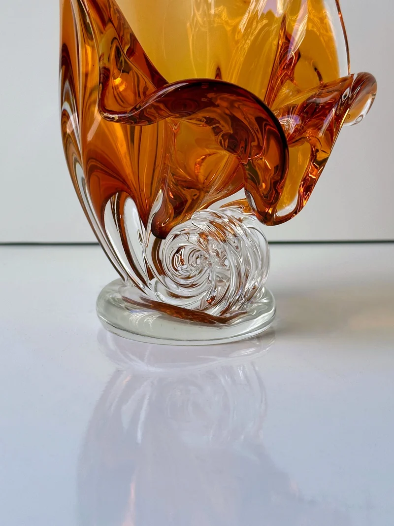 Orange/amber Coloured Murano Shell Bowl