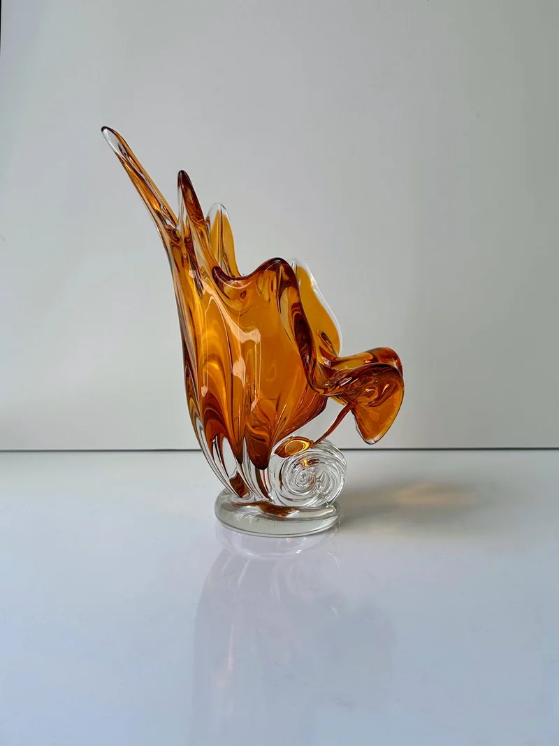 Orange/amber Coloured Murano Shell Bowl