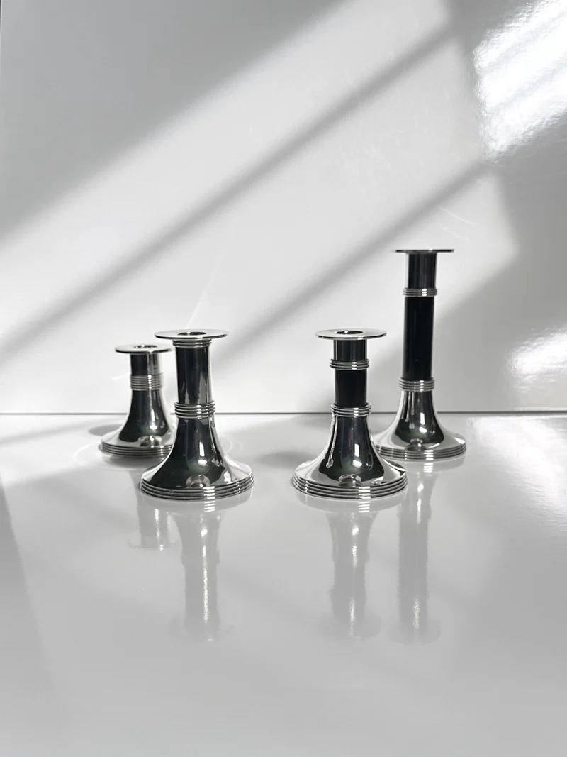 Pair of Silver Plated Candleholders by Gunther Lambert