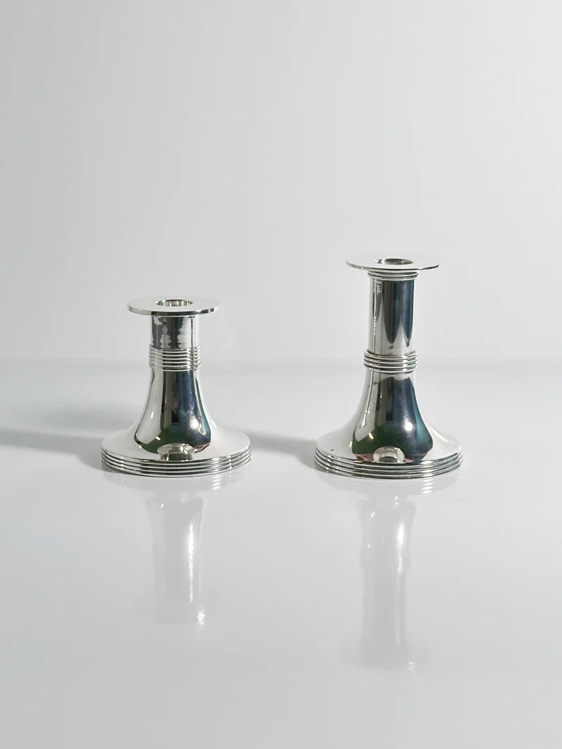 Pair of Silver Plated Candleholders by Gunther Lambert