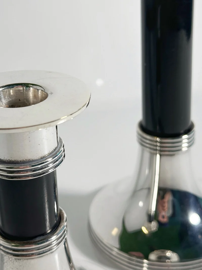 Pair of Silver Plated Candleholders by Gunther Lambert