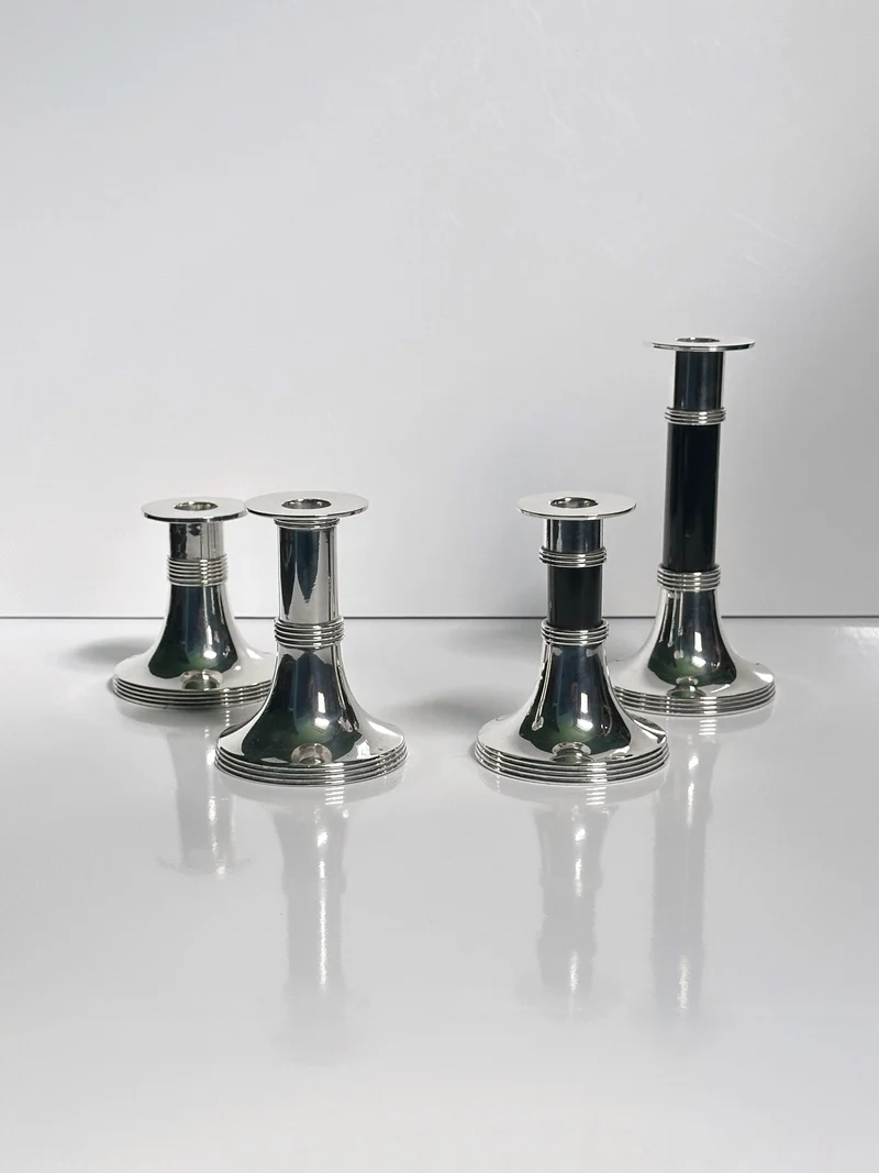 Pair of Silver Plated Candleholders by Gunther Lambert