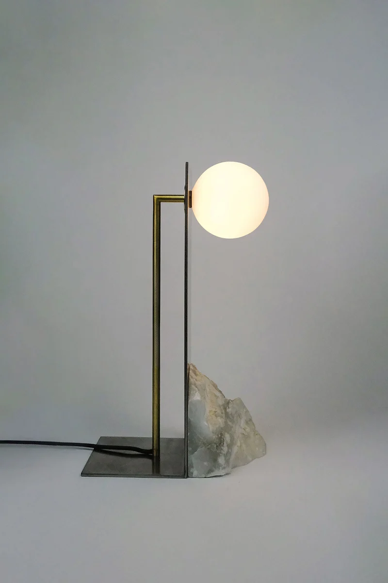 'Himalaya Lunar' - Vertical Alabaster Table Lamp