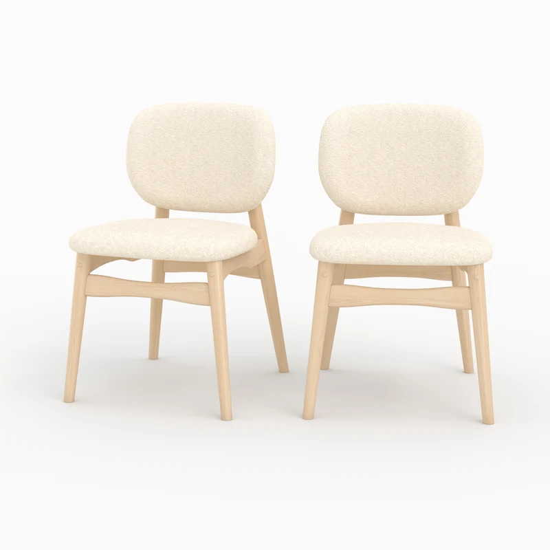 Lot de 2 chaises Paulette en tissu bouclé beige