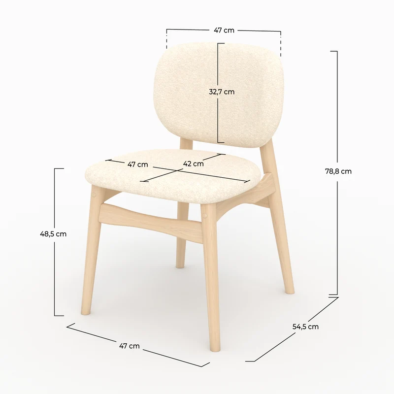 Lot de 2 chaises Paulette en tissu bouclé beige