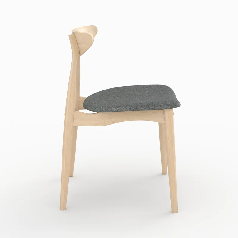 Lot de 2 chaises Josette en tissu gris et bois d'hévéa