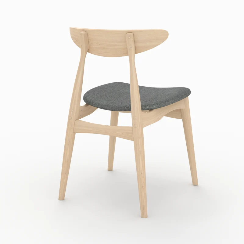 Lot de 2 chaises Josette en tissu gris et bois d'hévéa