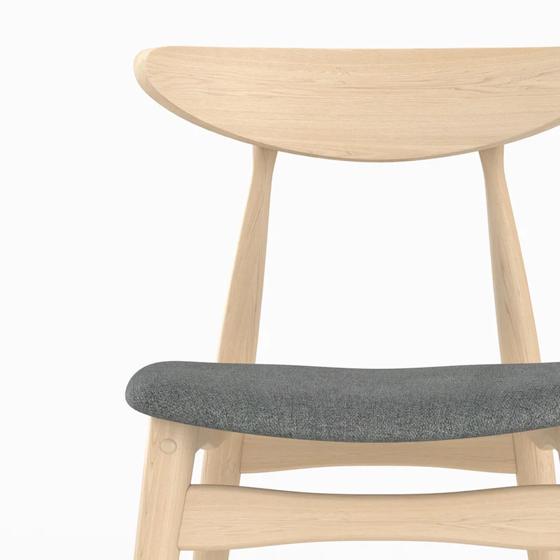 Lot de 2 chaises Josette en tissu gris et bois d'hévéa