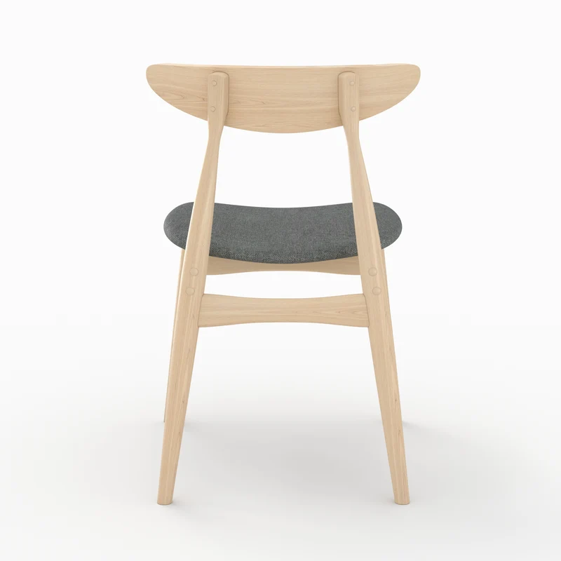 Lot de 2 chaises Josette en tissu gris et bois d'hévéa
