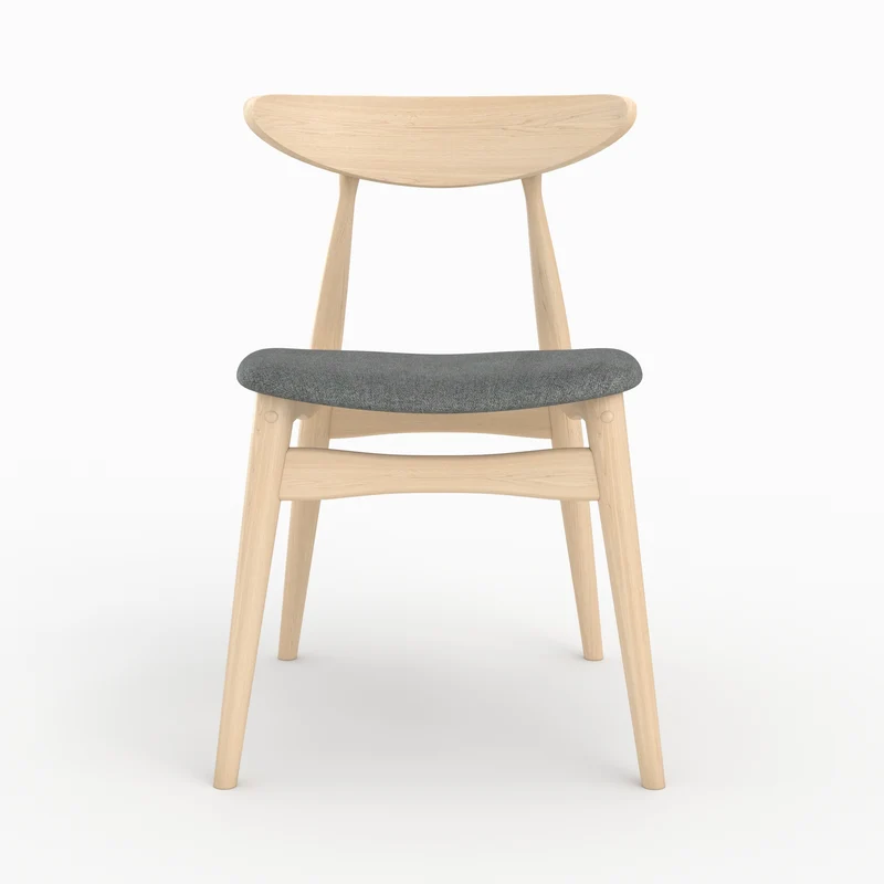 Lot de 2 chaises Josette en tissu gris et bois d'hévéa