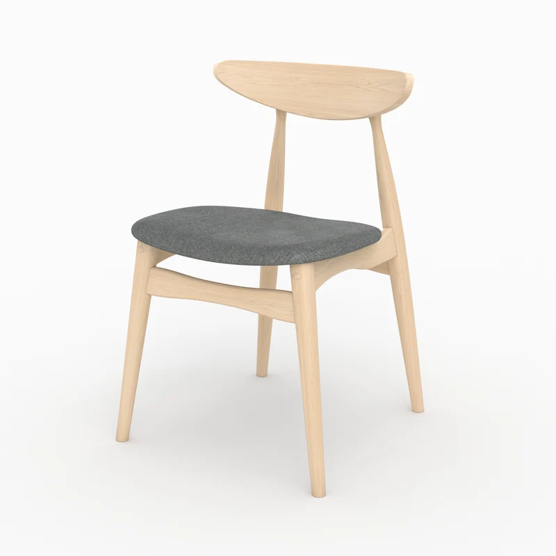 Lot de 2 chaises Josette en tissu gris et bois d'hévéa