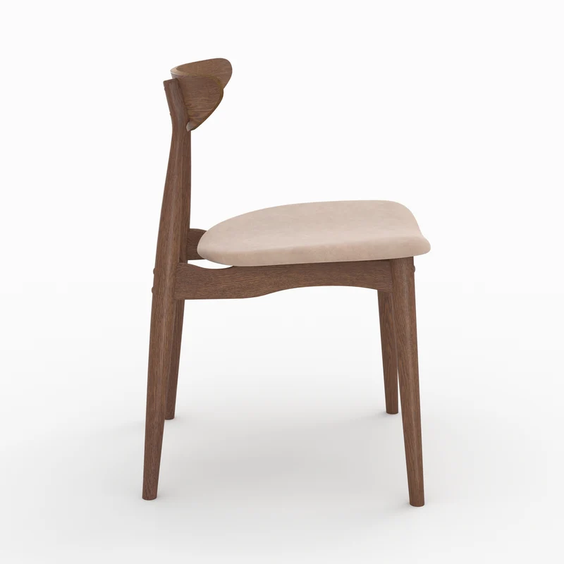 Lot de 2 chaises Josette en tissu beige et bois foncé d'hévéa