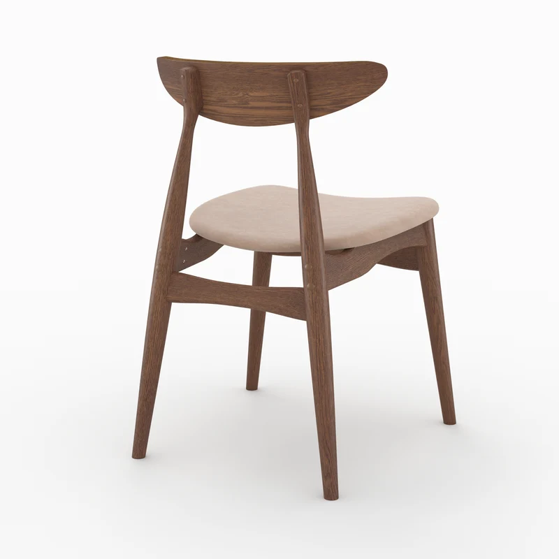 Lot de 2 chaises Josette en tissu beige et bois foncé d'hévéa