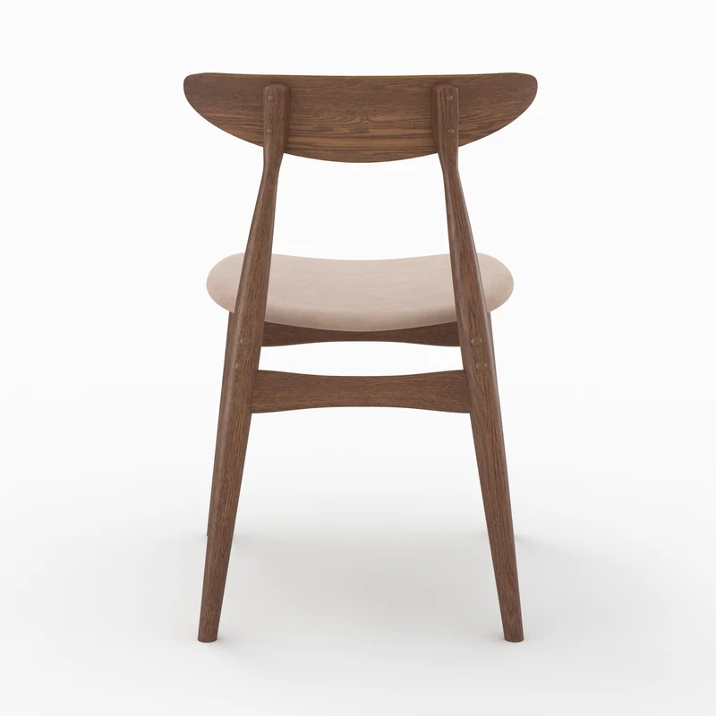 Lot de 2 chaises Josette en tissu beige et bois foncé d'hévéa