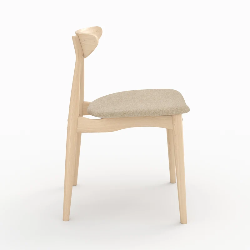 Lot de 2 chaises Josette en tissu beige et bois d'hévéa