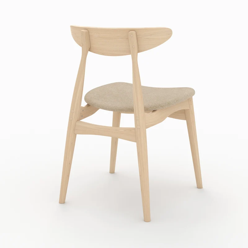 Lot de 2 chaises Josette en tissu beige et bois d'hévéa