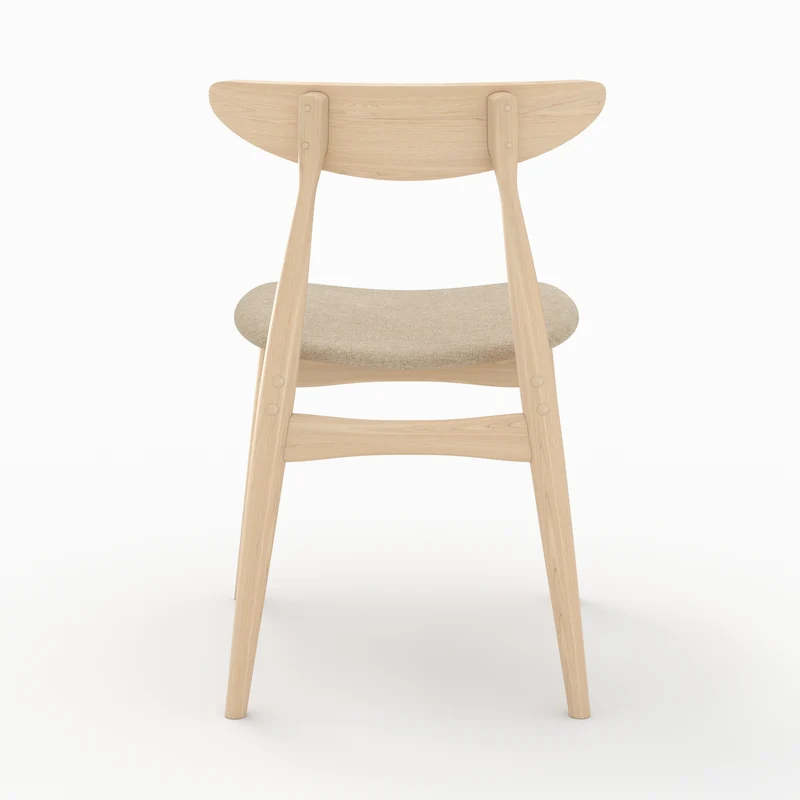 Lot de 2 chaises Josette en tissu beige et bois d'hévéa