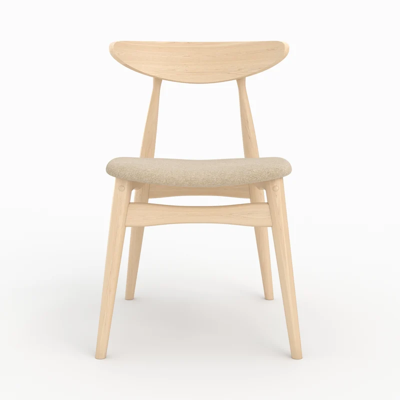 Lot de 2 chaises Josette en tissu beige et bois d'hévéa