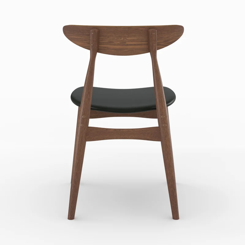 Lot de 2 chaises Josette en cuir synthétique noir et bois d'hévéa
