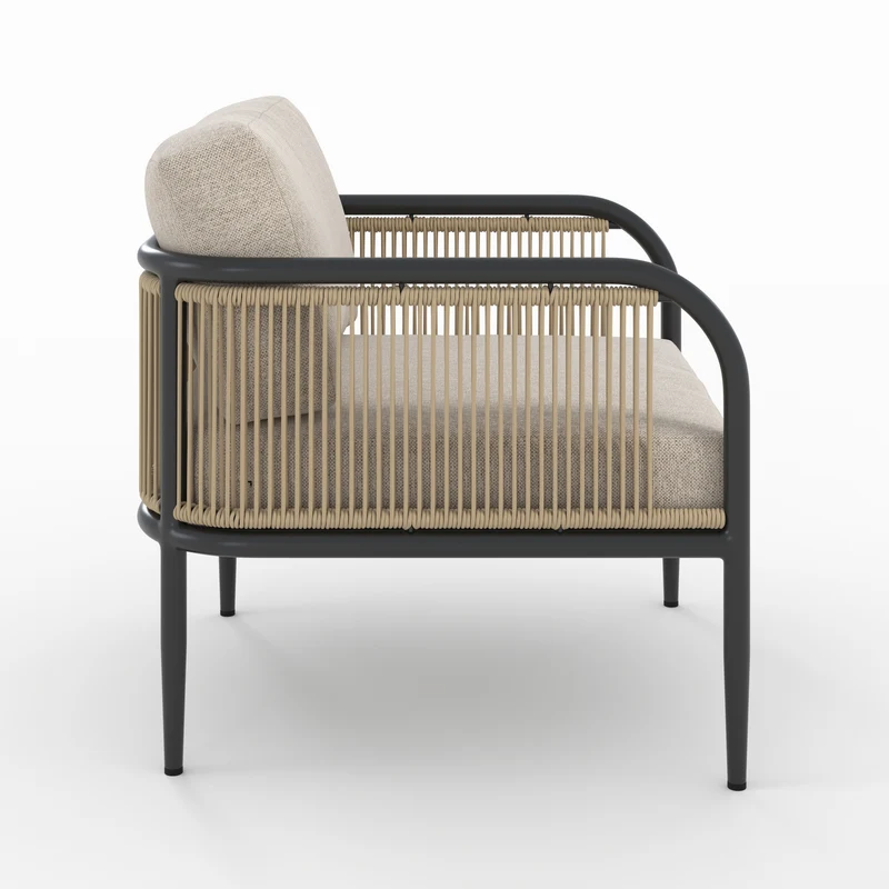 Fauteuil de jardin Wilo en acier et tissu beige