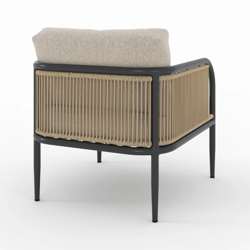Fauteuil de jardin Wilo en acier et tissu beige
