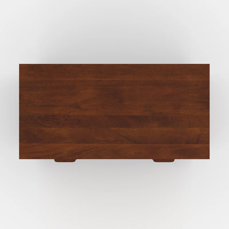 Commode Tiki en bois de manguier et cannage