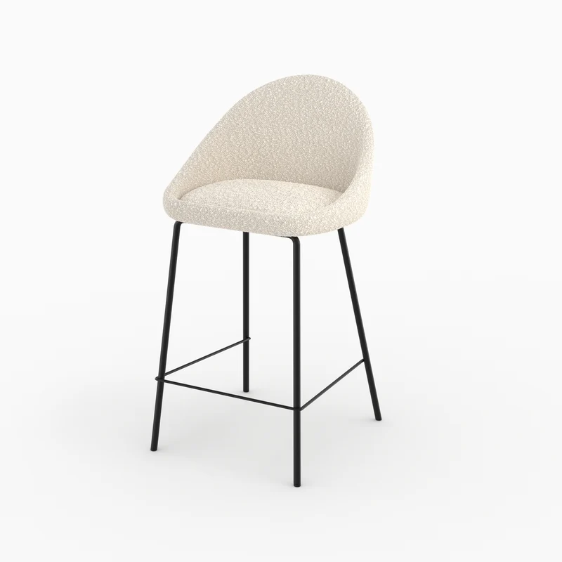 Chaise pour îlot central Misty effet laine bouclette blanche 65 cm