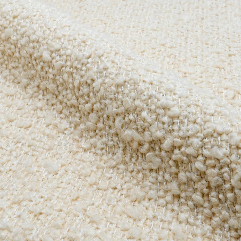 Chaise pour îlot central Misty effet laine bouclette blanche 65 cm
