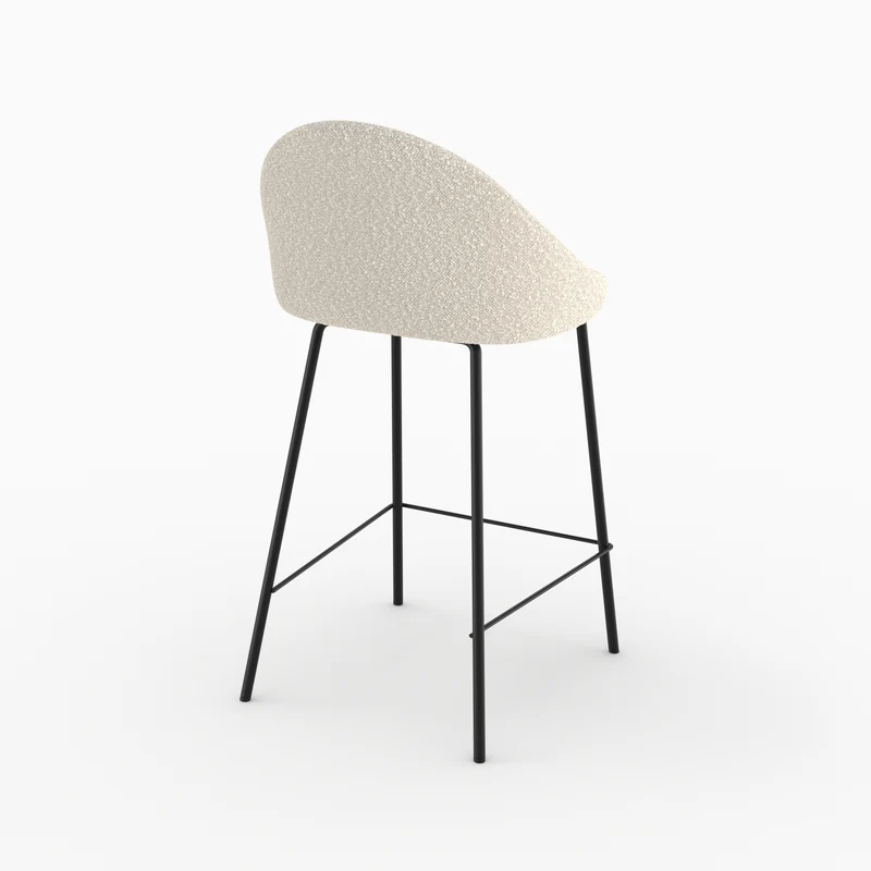 Chaise pour îlot central Misty effet laine bouclette blanche 65 cm