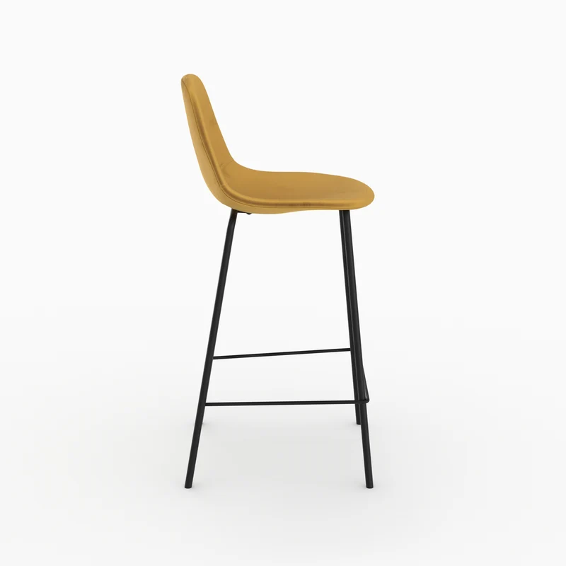 Chaise pour îlot central Henrik en velours jaune 65 cm