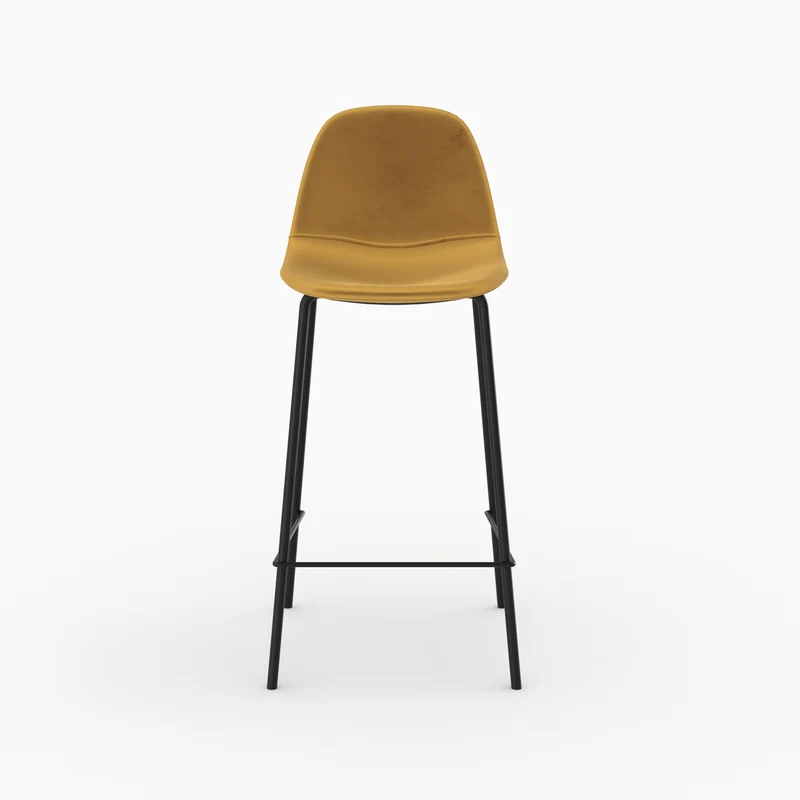 Chaise pour îlot central Henrik en velours jaune 65 cm
