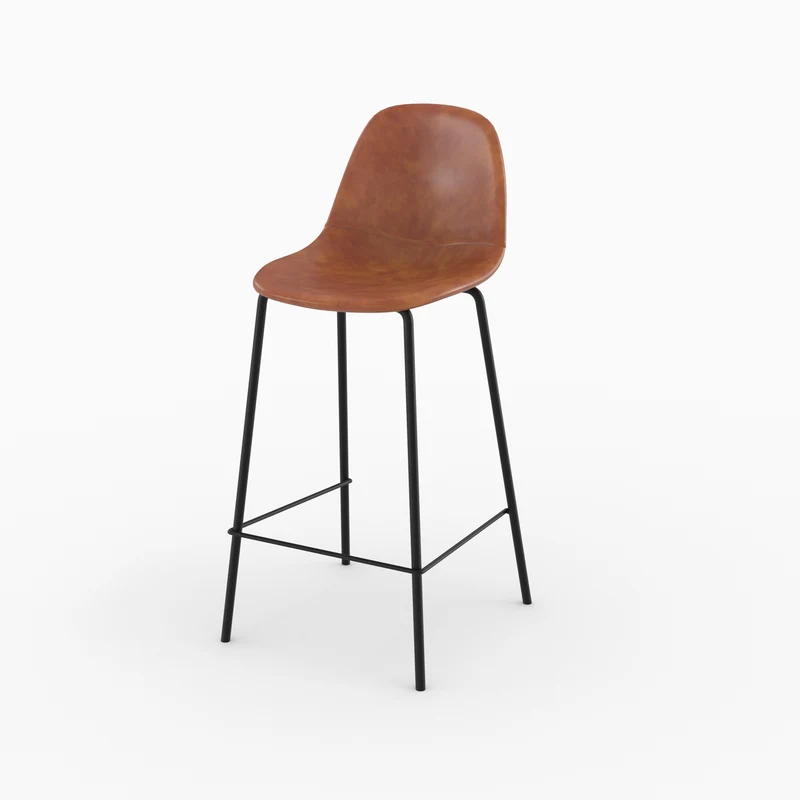 Chaise pour îlot central Henrik en cuir synthétique camel 65 cm