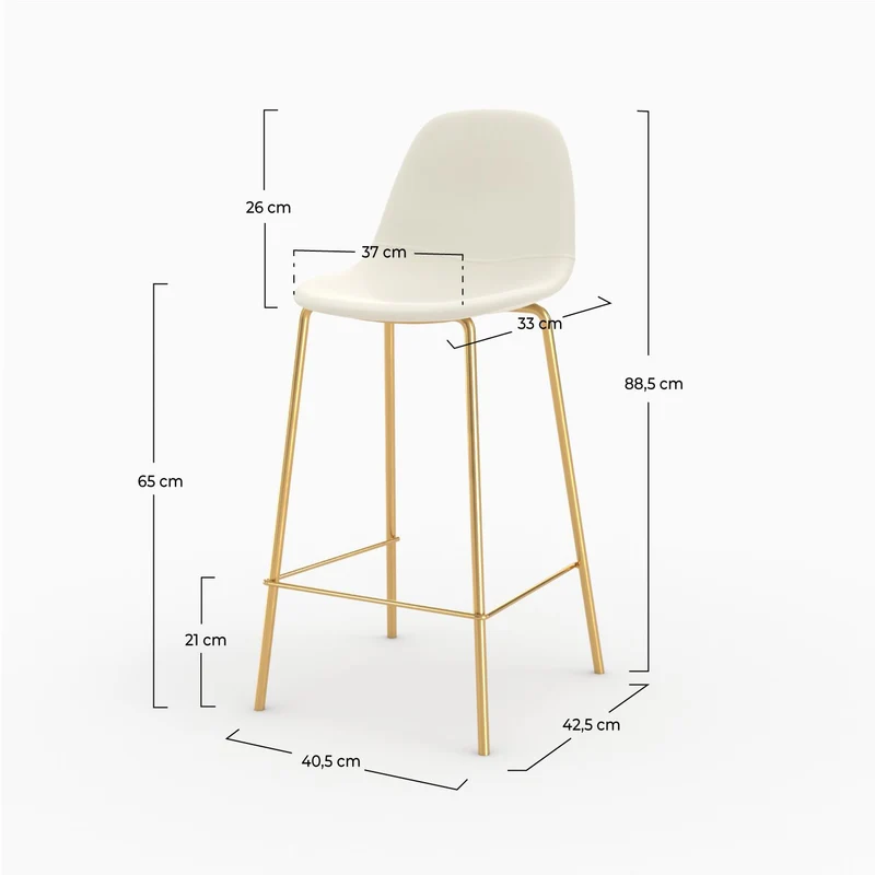 Chaise pour îlot central Henrik en cuir synthétique blanc 65 cm