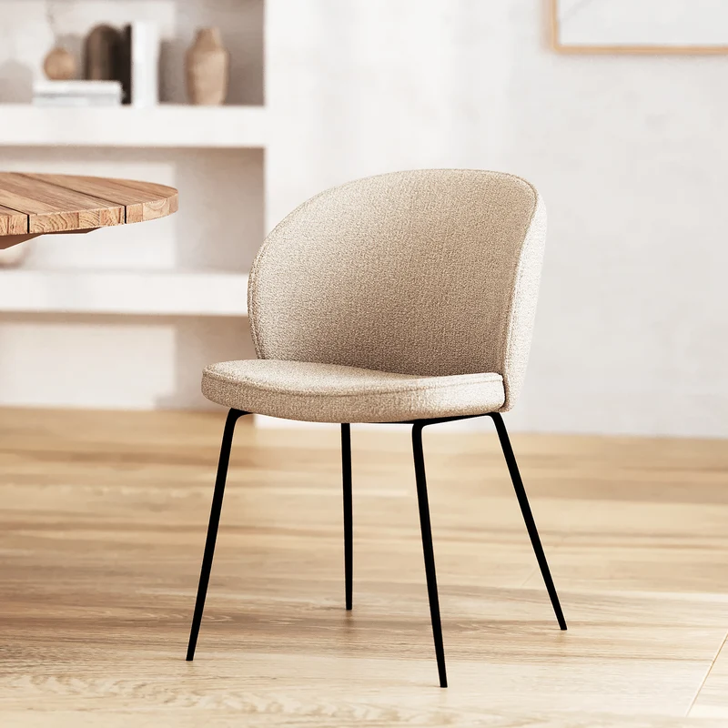 Chaise Groom en tissu bouclé beige