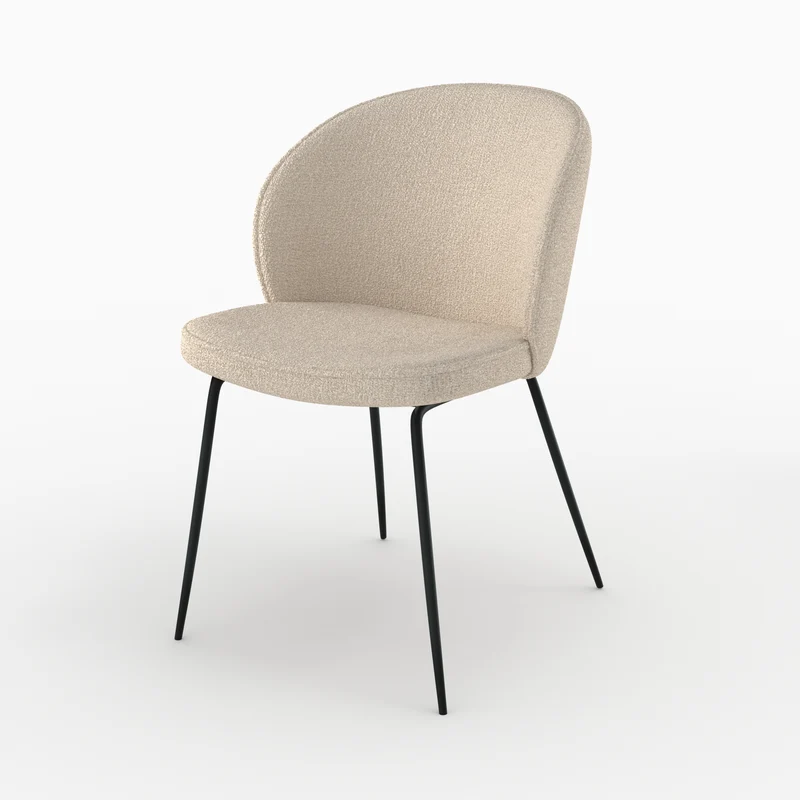 Chaise Groom en tissu bouclé beige