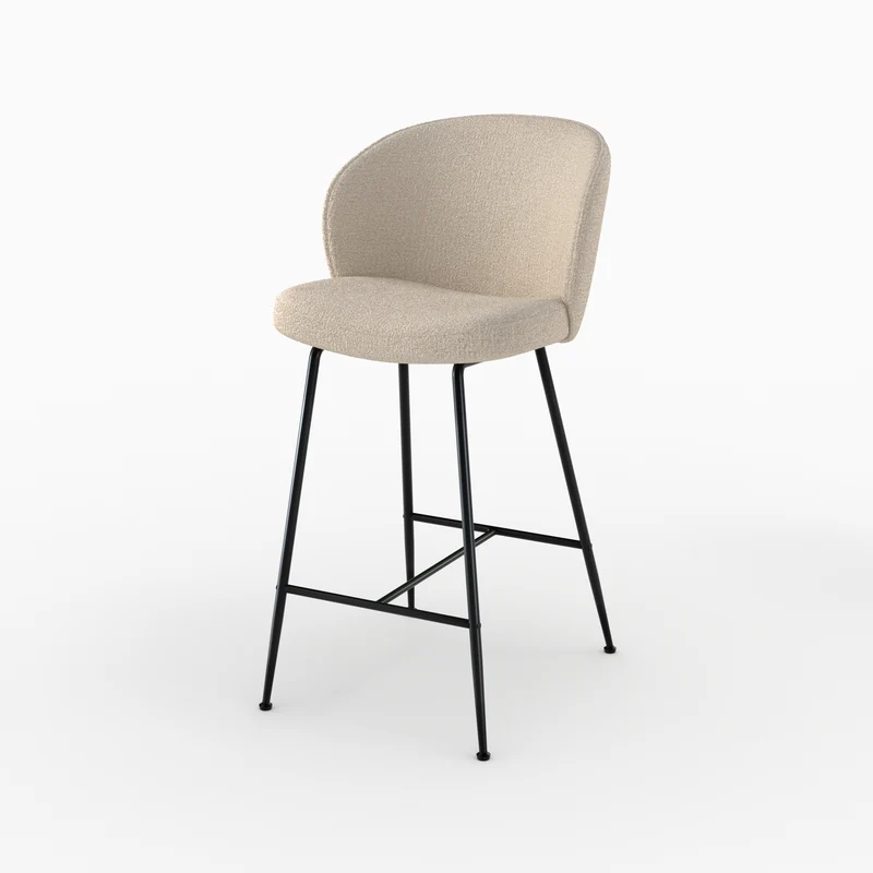 Chaise de bar Groom en tissu bouclé beige 66 cm