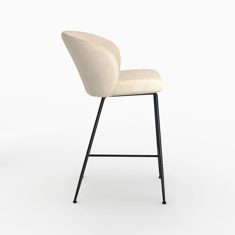 Chaise de bar Groom en tissu bouclé beige 66 cm
