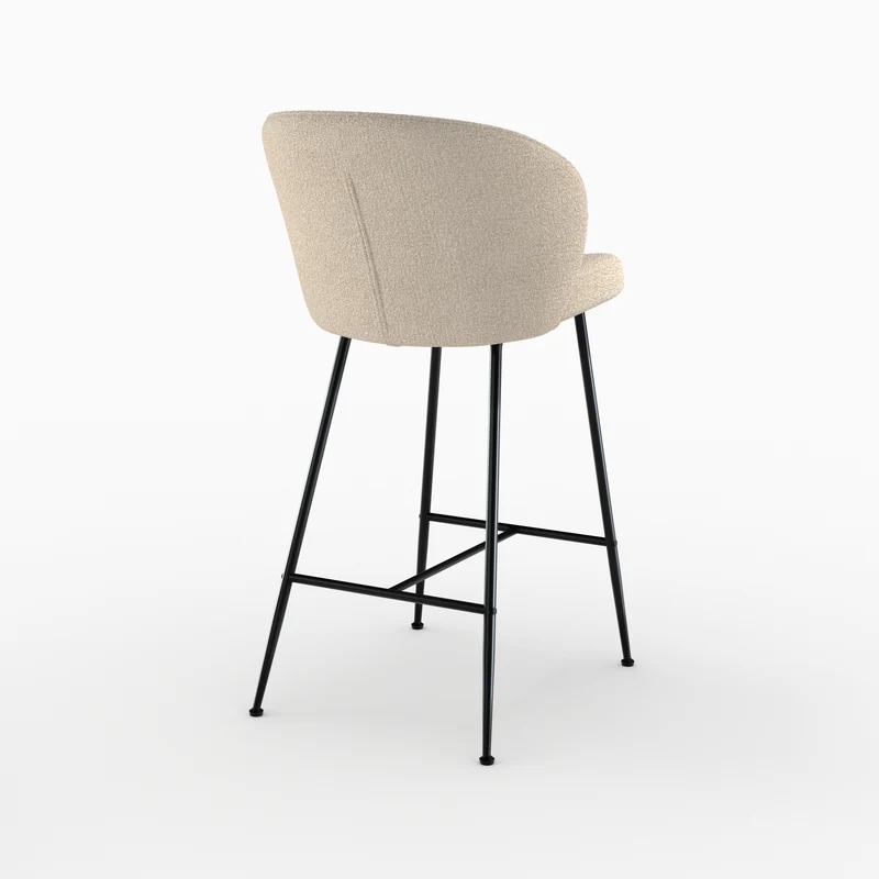Chaise de bar Groom en tissu bouclé beige 66 cm