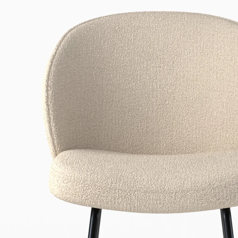 Chaise de bar Groom en tissu bouclé beige 66 cm
