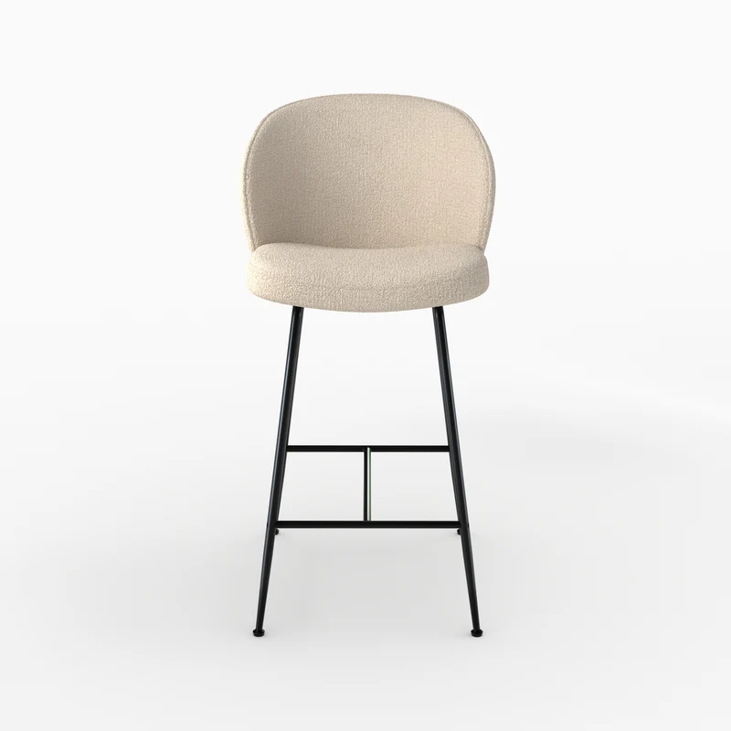 Chaise de bar Groom en tissu bouclé beige 66 cm