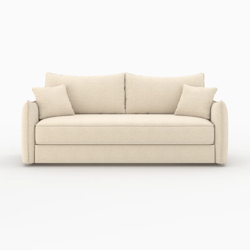 Canapé convertible 3 places Céleste en tissu effet lin blanc cassé