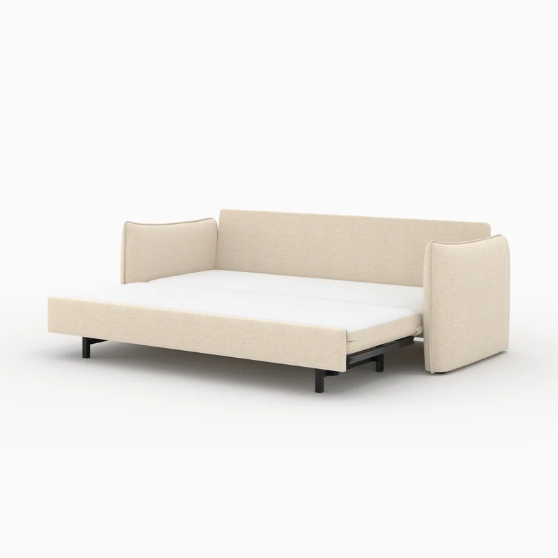 Canapé convertible 3 places Céleste en tissu effet lin blanc cassé