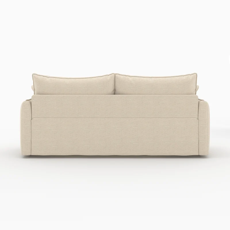 Canapé convertible 3 places Céleste en tissu effet lin blanc cassé